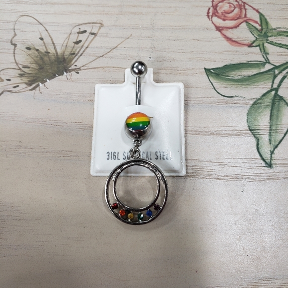 5 for $25! New Gorgeous Rainbow Pride Belly Ring! - Picture 1 of 1